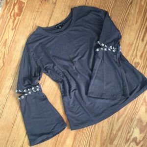 International Concepts grey embellished LS top